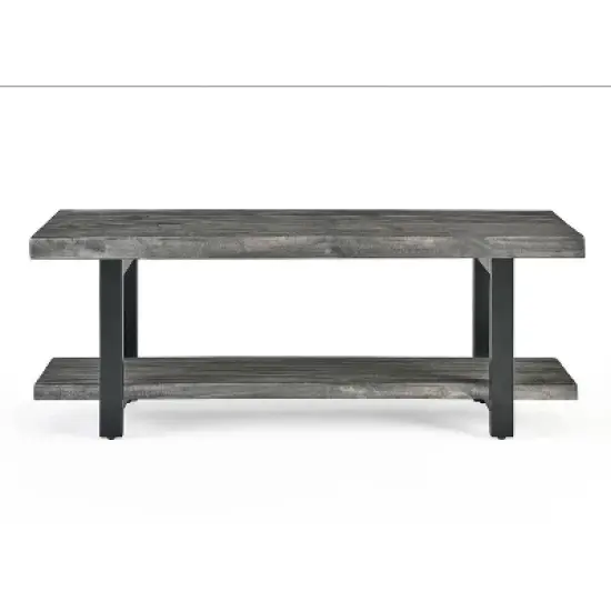 Pomona Metal and Reclaimed Wood Bench Slate Gray - Alaterre Furniture image {4}
