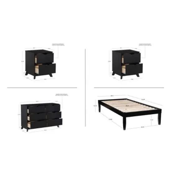Powell Pensy Twin Platform Bed Dresser and Nightstand image {31}