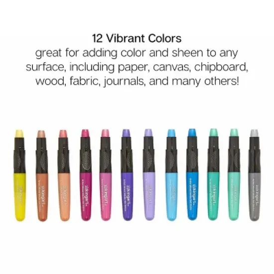 KINGART Gel Stick Crayons, 12 Metallic Colors image {3}