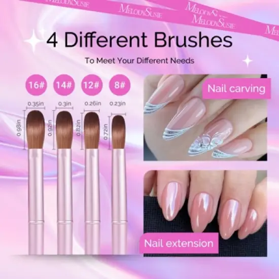 Acrylic Nail Brush Set (4Pcs) - Rose Gold image {4}