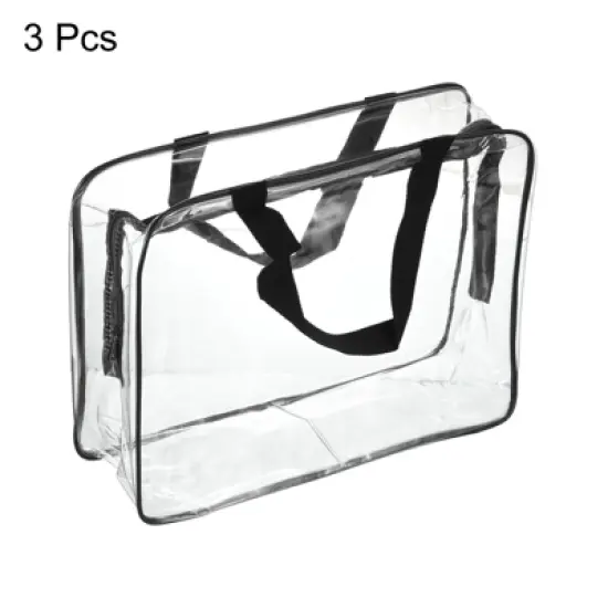 Unique Bargains PVC Transparent Toiletry Bags Cosmetic Pouch with Zipper and Handle Strap image {2}
