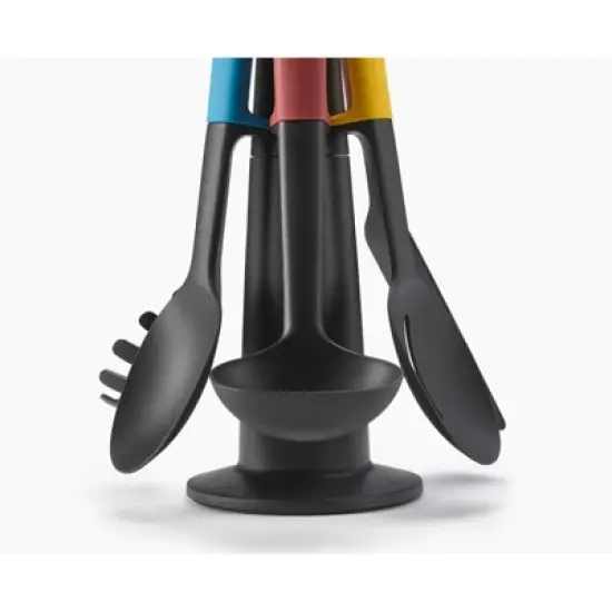 Joseph Joseph Elevate 6pc Stainless Steel Carousel Utensil Set: Silicone & Nylon Kitchen Utensils, Dishwasher-Safe image {5}