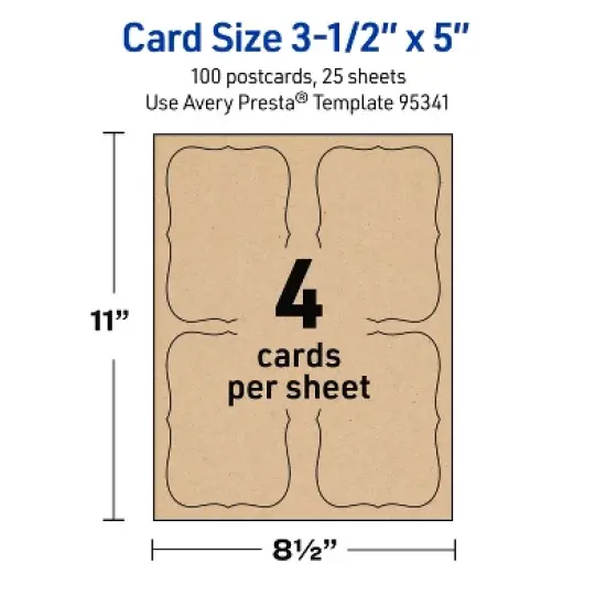 Avery Kraft Brown Postcards, 3-1/2" x 5" Rectangle Flourished Edge image {4}