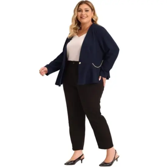 Agnes Orinda Women's Plus Size Work Fashion Button Chain Jacket Blazers image {2}