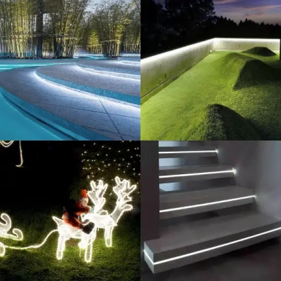 Costway 100' 2 Wire LED Rope Light Christmas Decorative Party In/Outdoor 110V Cool White image {2}