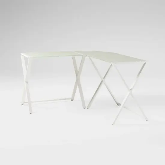Modern Glass L Shaped Gaming Computer Desk White - Saracina Home image {3}