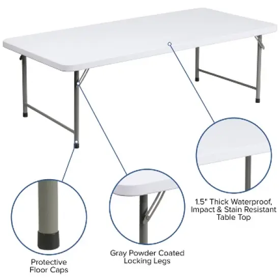 Emma and Oliver 4.93-Foot Kid's Granite White Plastic Folding Activity Table - Play Table image {2}