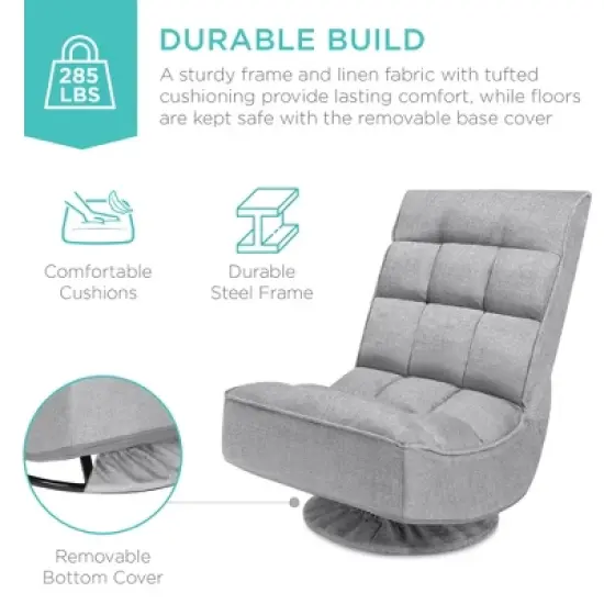 Best Choice Products Folding Floor Gaming Chair for Home, Office w/ 360-Degree Swivel, 4 Adjustable Positions image {4}