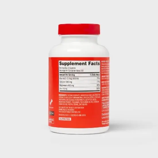 Calcium Magnesium & Zinc Dietary Supplement Coated Caplets - 250ct - up&up&trade; image {2}