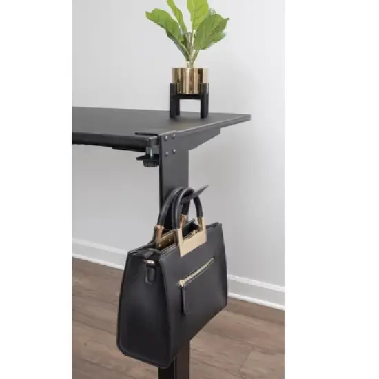 Stand Up Desk Store Clamp-On Under Desk Headphone Hanger, Backpack Hook, and Purse Holder - Black image {3}