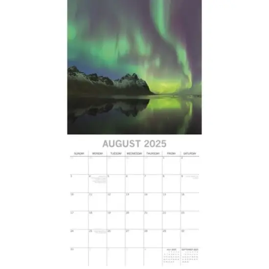 The Gifted Stationery 2025 Square Wall Calendar, Northern Lights, 16-Month Natural World Theme with 180 Reminder Stickers (12x12 In) image {2}