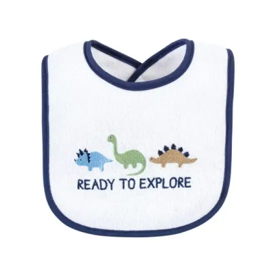 Hudson Baby Infant Boy Cotton Terry Drooler Bibs with Fiber Filling, Boy Dino, One Size image {8}