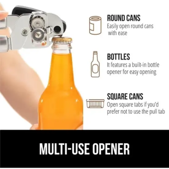 Heavy Duty Stainless Steel Smooth Edge Manual Can Opener and Bottle Openers, Soft Comfortable Handle image {5}