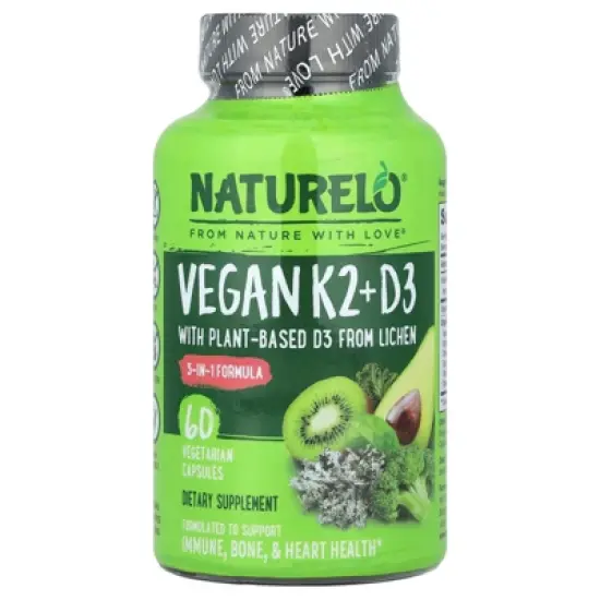 NATURELO Vegan Vitamin K2 + D3, 60 Vegetarian Capsules image {4}