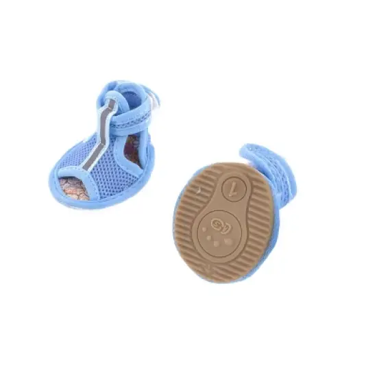 Unique Bargains Rubber Sole Blue Mesh Dog Shoes Size XXS 2 Pairs image {2}