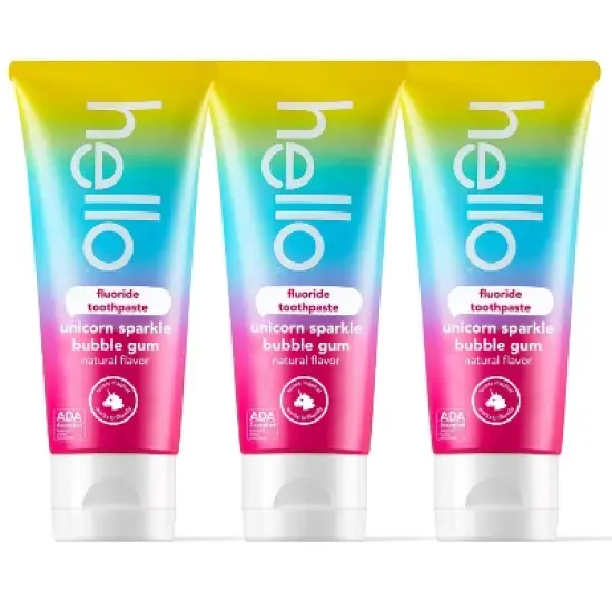 hello Kids' Unicorn Sparkle Bubble Gum Fluoride Toothpaste - 4.2oz/3pk image {1}