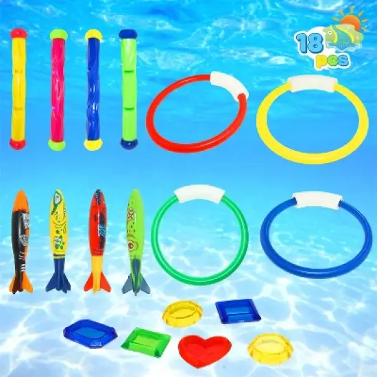 Joyfy 18/30 Pcs Diving Pool Toys for Kids, Swimming Pool Diving Toy Set with Storage Bag, Underwater Adventure Swim Pool Games for Kids Toddlers image {9}