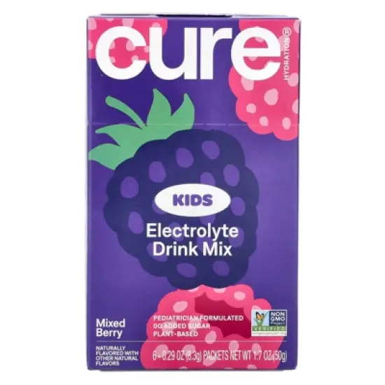 Cure Hydration Kids, Electrolyte Drink Mix, Mixed Berry, 6 Packets, 0.29 oz (8.3 g) Each image {3}
