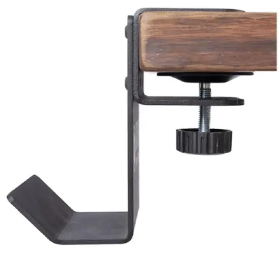 Stand Up Desk Store Clamp-On Under Desk Headphone Hanger, Backpack Hook, and Purse Holder - Black image {2}