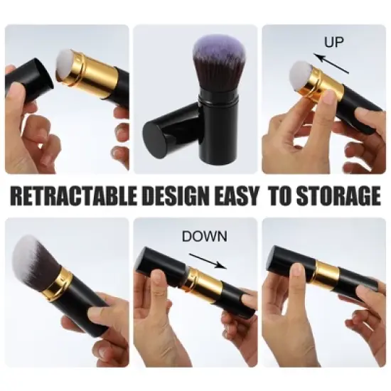 Unique Bargains Makeup Brush Kit Travel Retractable Angled Makeup Brush Eye Defining Brush Highlight Brush 2 Pcs image {4}