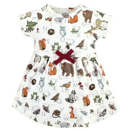 Touched by Nature Baby Girls Organic Cotton Dress and Cardigan, Woodland Alphabet image {4}