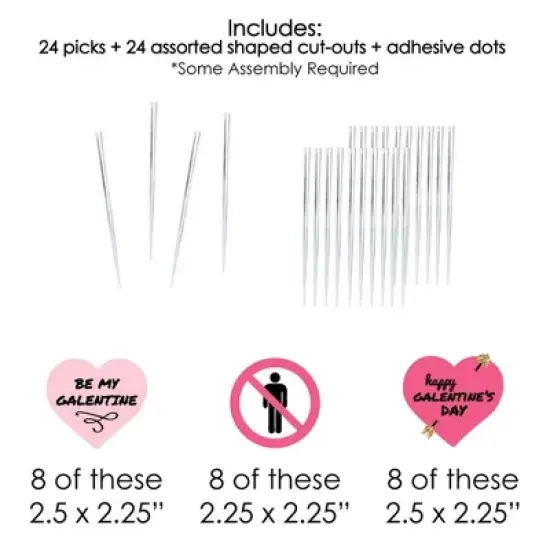 Big Dot of Happiness Be My Galentine - Dessert Cupcake Toppers - Galentine's and Valentine's Day Party Clear Treat Picks - Set of 24 image {5}