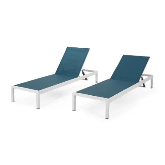 GDFStudio Crested Bay Outdoor Mesh and Aluminum Armless Adjustable Chaise Lounges (Set of 2) image {8}