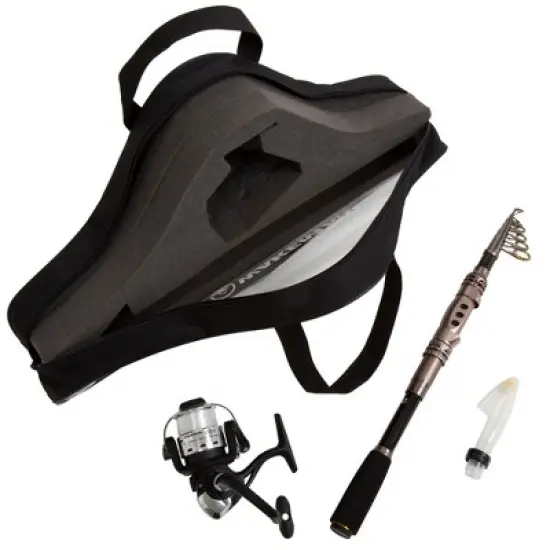 Leisure Sports Fishing Combo With 78-in Telescopic Rod, Size 20 Spinning Reel, Monofilament Line, and Carrying Bag - Black/Silver image {2}