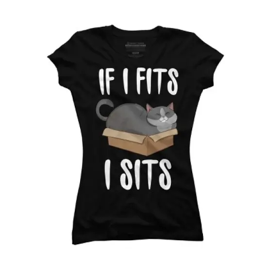 Junior's Design By Humans Cat In A box By Freshoutlook T-Shirt image {3}