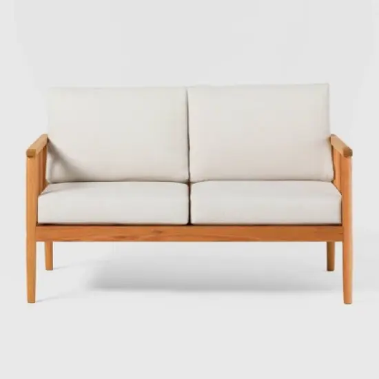 Saracina Home Modern Boho Eucalyptus Spindle Outdoor Bench with Cushions
 image {7}