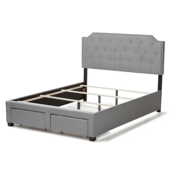 Aubrianne Modern and Contemporary Fabric Upholstered Storage Bed Gray - Baxton Studio image {7}