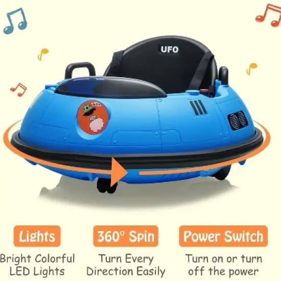 12V Ride On Bumper Car, Electric Toddlers Car with Remote Control, Safety Belt, Music, Flashing Lights, 360 Degree Spin image {1}