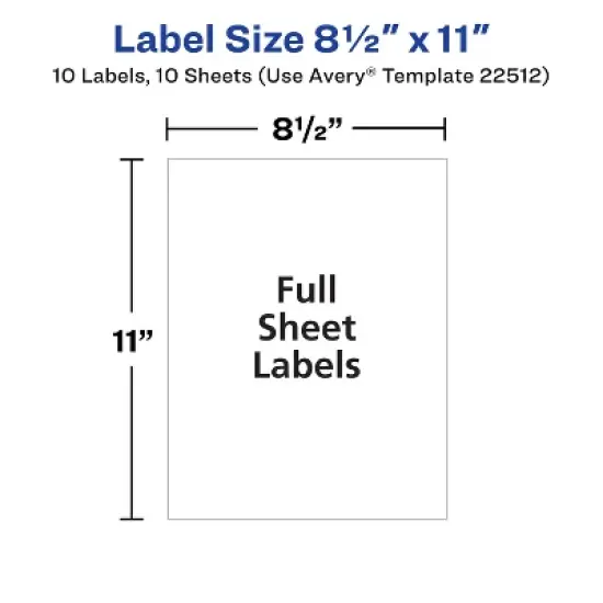 Avery Shipping Labels, 8.5" x 11", Matte Clear Labels, Permanent, Laser/Inkjet, 10 Printable Labels (22512) image {3}