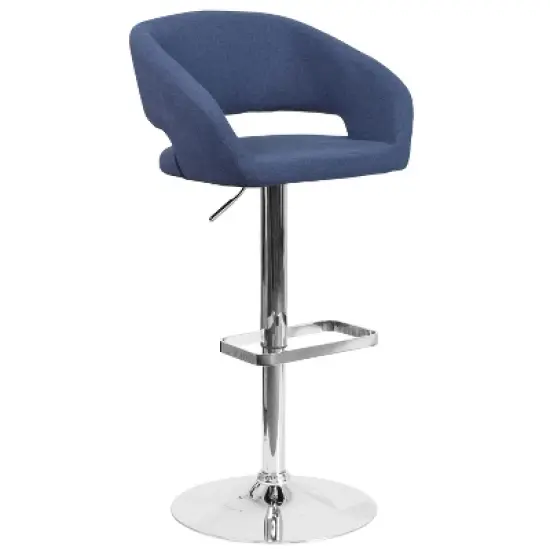 Merrick Lane Modern Bar Stool Rounded Mid-Back Stool With Height Adjustable Swivel Seat image {19}