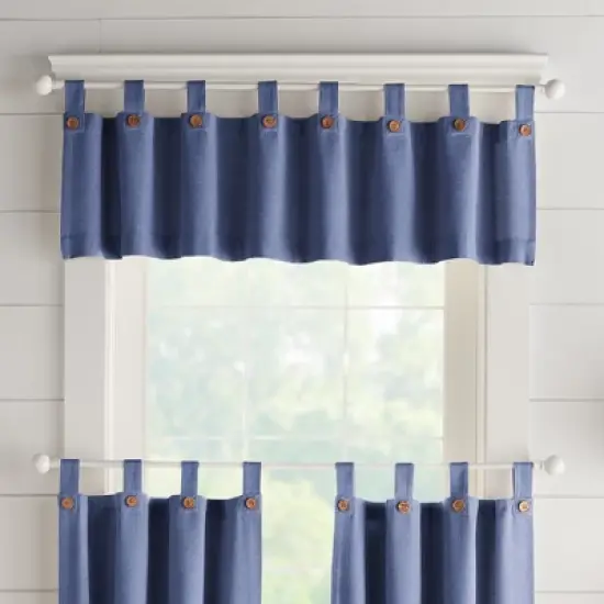 Tucker Solid Button Tab Top Window Kitchen Valance - Elrene Home Fashions image {4}