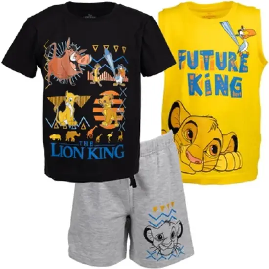 Disney Lion King Pixar Toy Story  Mickey Mouse Goofy T-Shirt Tank Top and Shorts 3 Piece Outfit Set Toddler to Big Kid image {9}