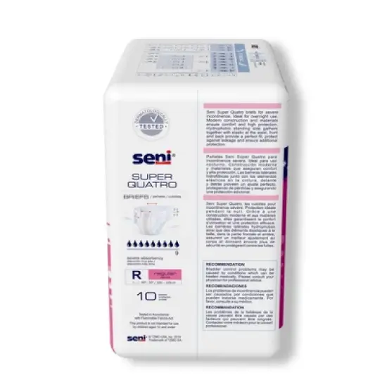 Seni Super Quatro Adult Incontinence Brief Regular Heavy Absorbency Breathable / Overnight, S-RE10-BQ1, Severe image {2}