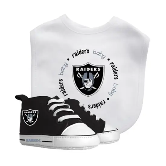 Baby Fanatic 2 Piece Bid and Shoes - NFL Las Vegas Raiders - White Unisex Infant Apparel image {1}