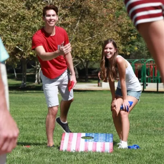 Hammer + Axe Game Bean Bag Toss Deluxe Game - Blue/Red image {3}