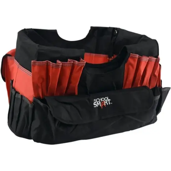 School Smart Caddy Organizer with 43 Pockets, Large, 16 x 14 x 13-1/2 Inches, Black/Red image {6}