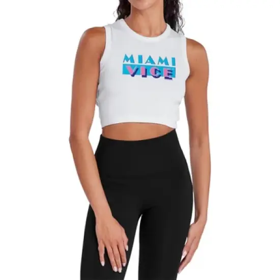 Women's Miami Vice Logo Sleeveless Crop Top Tank image {5}