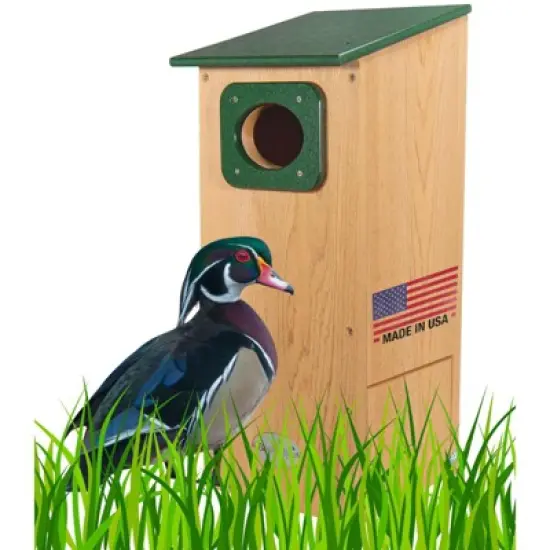 JCS  Wildlife Cedar Wood Duck House with Recycled Poly Lumber Roof and Predator Guard image {11}
