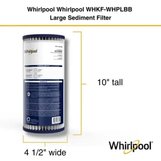 Whirlpool 10" x 4.5" Pleated Whole House Water Filter, 20 Micron, NSF Certified, WHKF-WHPLBB image {2}