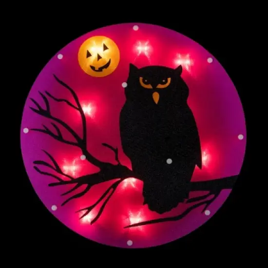 Northlight Lighted Owl and Jack O' Lantern Halloween Window Decoration - 13.75" image {1}