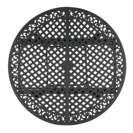 Garden Round Expandable Aluminum Dining Table,4-6 Seater Metal Hammered Finish,Outdoor Backyard Dining Table with Umbrella Hole-Coolbibila image {6}