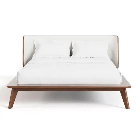 HOMES: Inside + Out 3pc Queen Riverstone Mid-Century Boucle Platform Bedroom Set with 2 Nightstands Walnut image {14}