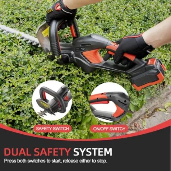 SUGIFT 20V Cordless Hedge Trimmer with 20.5" Dual-Action Blade, 4.0Ah Lithium Battery & Charger, 2400SPM Electric Bush Cutter with Rotating Handle image {5}