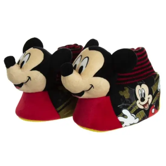Disney Mickey Mouse 3D Slippers - Kids Cozy Plush Fuzzy Lightweight Warm Comfort Soft House Shoes - Mickey red/black (size 5-12 Toddler - Little Kid) image {7}