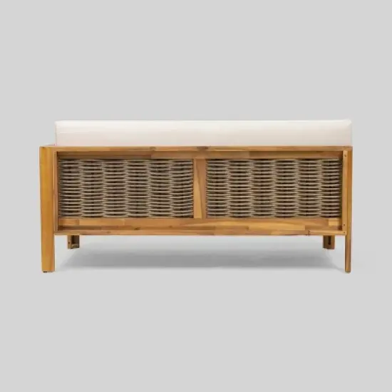 Linwood 3pc Wood and Wicker Sectional Sofa Set - Christopher Knight Home image {5}