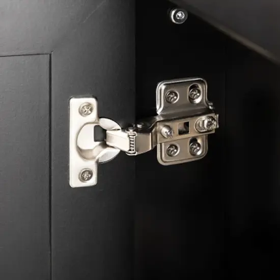 HOMCOM Triple-Cabinet Kitchen Island on Wheels that Remove, Kitchen Storage Cabinet with Drawers & Countertop, Rolling Utility Cart in Wood, Black image {5}